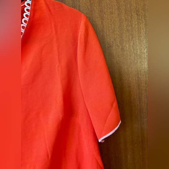 2/$15 - Red Short Sleeve Blouse with White Loop Trim – Size L - Picture 5 of 9